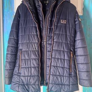 Emporio Armani EA7 Women’s Dark Blue Puffer Jacket/Vest Combo